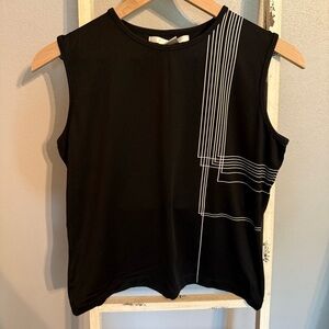 Nike Golf Black Sleeveless Top with White Line Design